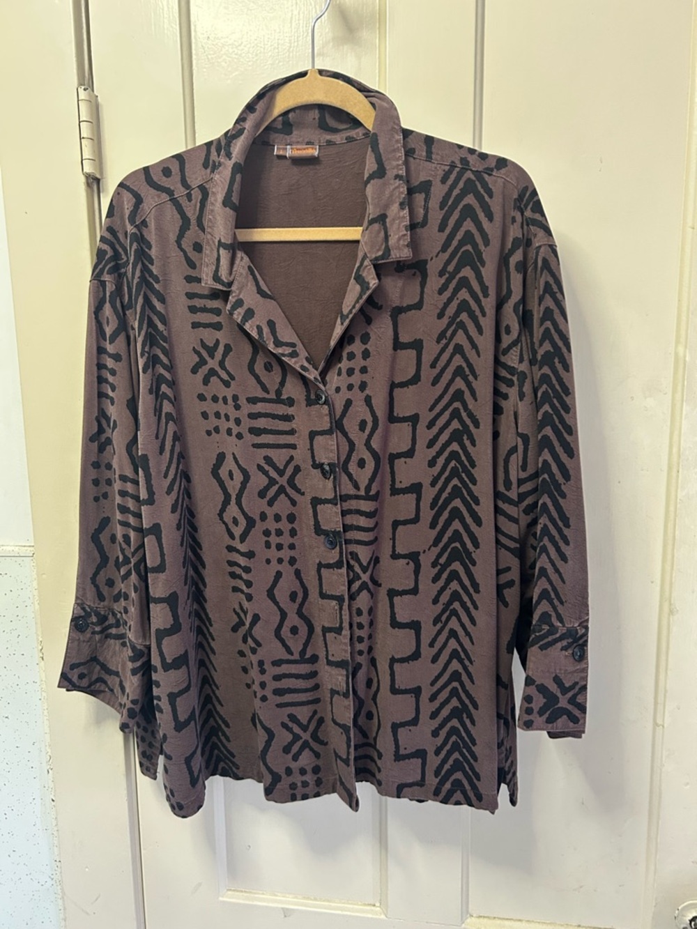 Tianello Brown and Black Geometric Print Shirt